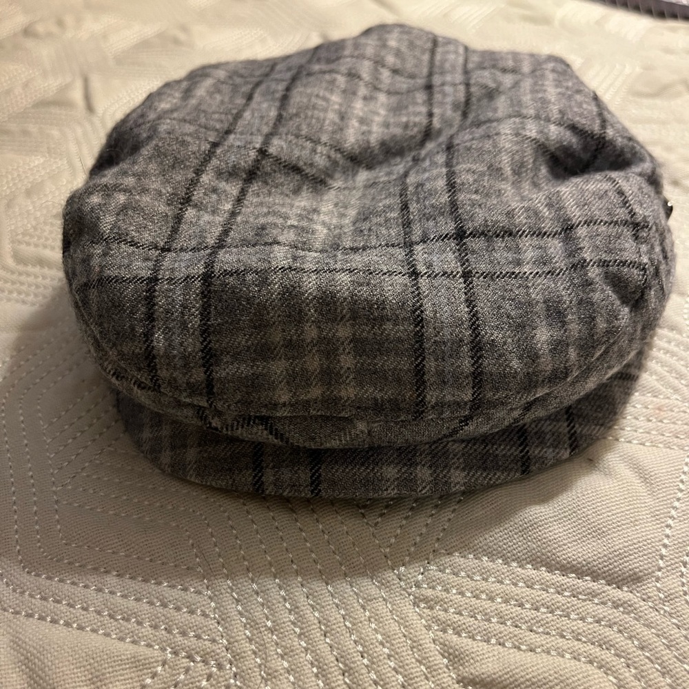Janie & Jack Plaid Newsboy Cap With Side Buckle Accent Sz 12-24M